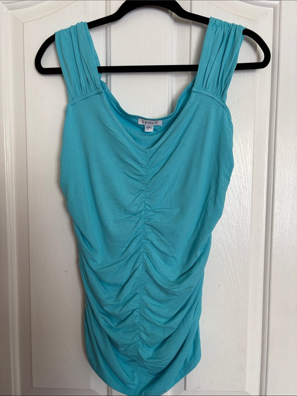 VENUS Turquoise Ruched Wide-Strap Tank